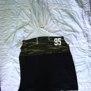 short sleeve shirt with hood